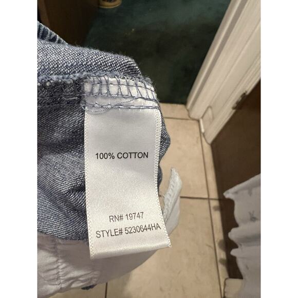 Land And Sea Blue Chambray Drawstring Waist Pull On Shorts Sz 6 Pockets Beach - Picture 4 of 5